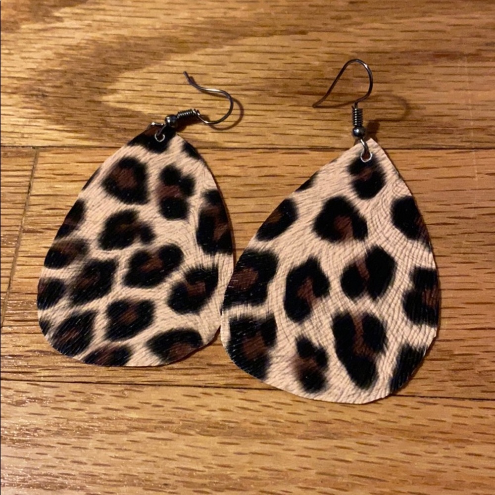 Leopard print teardrop earrings